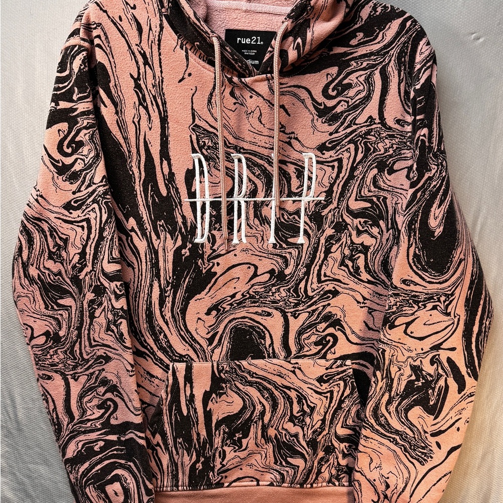 Brooklyn Cloth x Rue21 "DRIP" Hoodie Pink/Black Marble - Size Medium